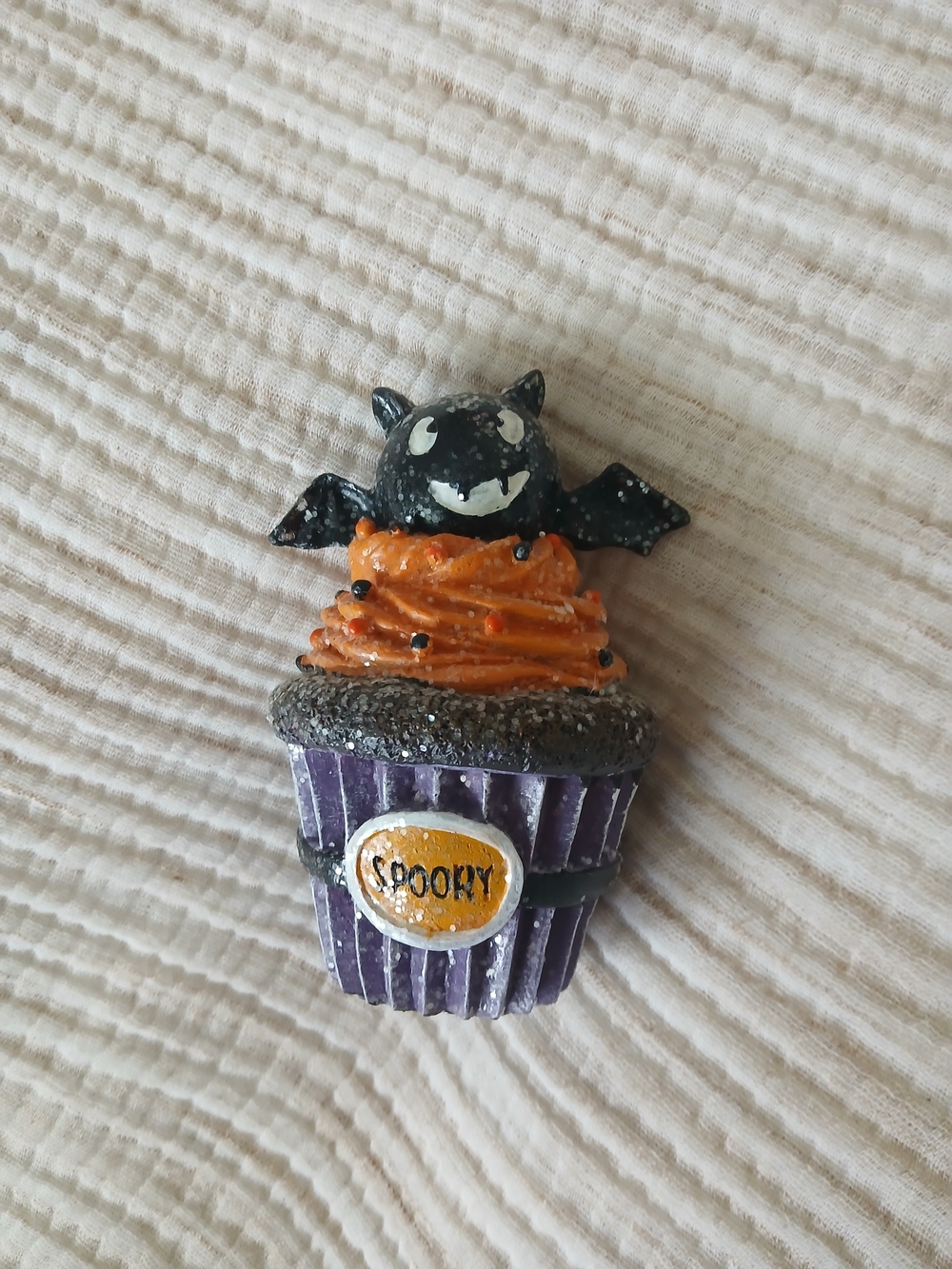 Halloween Bat Cupcake Ceramic Figurine / Goth/ Spooky